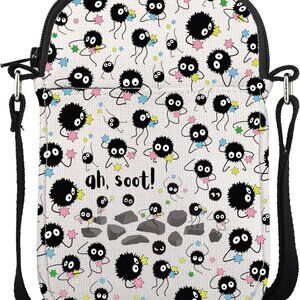 Elegant Anime Print Crossbody Bag - Water-Resistant, Multi-Compartment Design